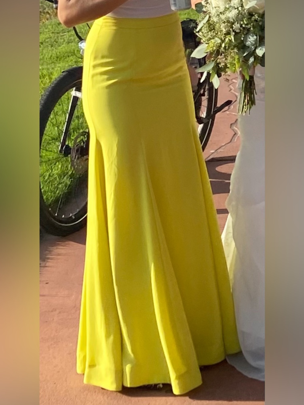 BCBGMaxAzria Vibrant Yellow A-Line Maxi Skirt
